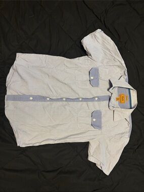 Casual Short Sleeve Button-Down Shirt - Light Blue
